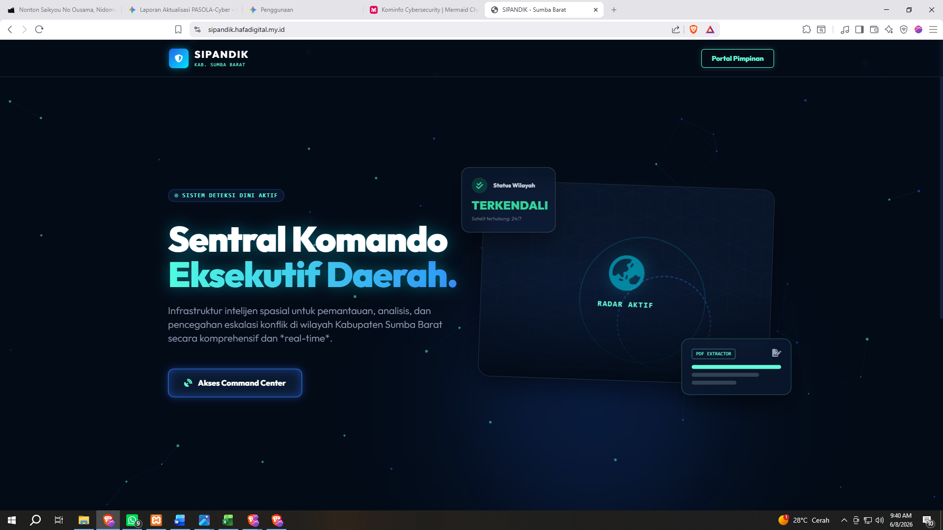 SIPANDIK (Sistem Informasi Pemantauan dan Deteksi Konflik) – Infrastruktur Sentral Komando Eksekutif Daerah